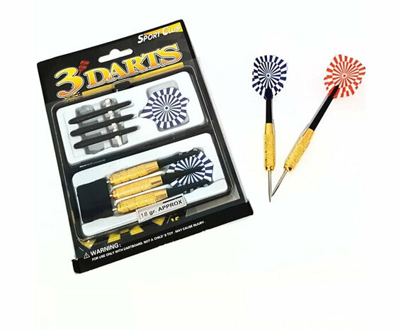 DARTPIJLEN SET VAN 3 STUKS - DARTEN - BLAUW VLAGGEN - INCL. DARTS SHAFTS