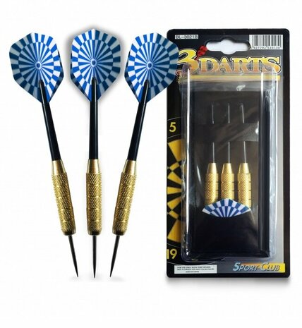 Darts-Set - 3-teilig - Darts - tropfenf&ouml;rmige Dartpfeile inkl. Dartsch&auml;fte und Etui - Blau