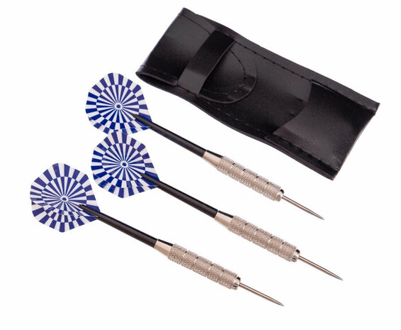 Dartpijlen set - 3 stuks - Darten - druppelvormige darts incl. darts shafts en hoesje - Blauw