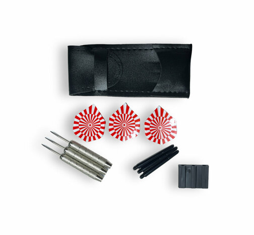 Darts set - 3 pieces - Darts - drop-shaped darts incl. darts shafts and case - Red