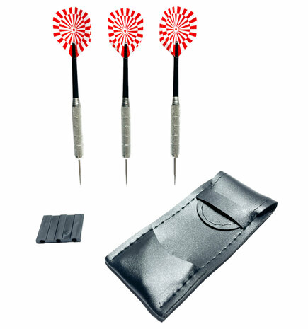 Darts set - 3 pieces - Darts - drop-shaped darts incl. darts shafts and case - Red