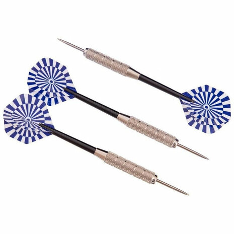 DART ARROW - 3 PIECES OF STEEL DART ARROWS - DARTS - INCL. DARTS SHAFTS AND STORAGE BOX - BLUE