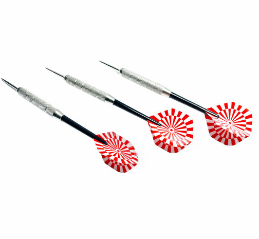 Dartpijl - 3 stuks staal dartpijlen- Darten -  incl. darts shafts en opbergdoos- rood