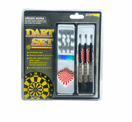 Dart arrow - 3 pieces of steel darts - Darts - incl. darts shafts and storage box - red