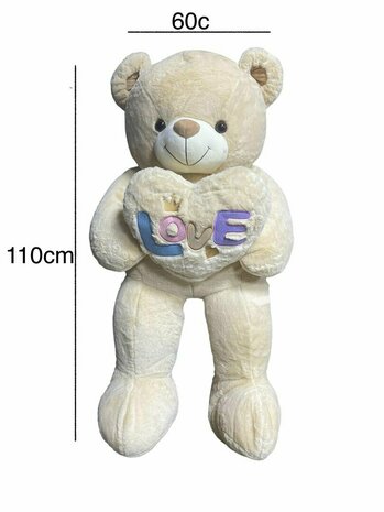 Knuffelbeer Groot - XXL - zacht knuffel - met Love kussentje - Teddy beer