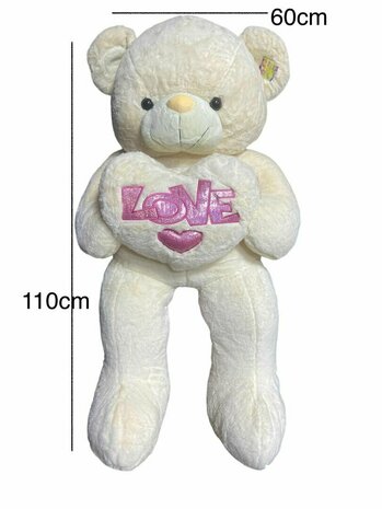Knuffelbeer Groot - 110CM - zaht knuffel - met Love kussentje - Teddy beer