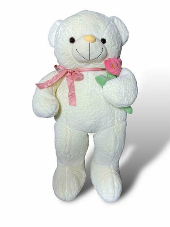 Ours en peluche - je t&#039;aime - 110CM - ours en peluche doux avec rose - ours XXL