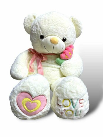 Teddyb&auml;r - i Love you - 110CM - weicher Kuschelb&auml;r mit Rose - XXL-B&auml;r