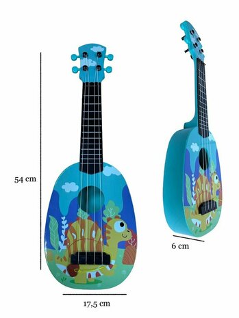 Dinosaurus gitaar - 4 snaren - 54CM - Music Guitar - kindergitaar