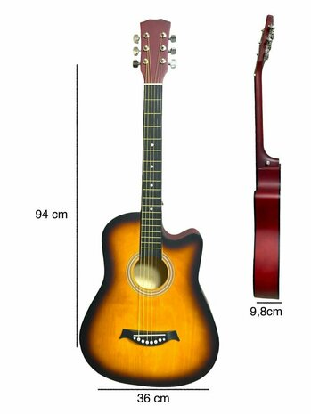 Western Gitaar - 6 snaren - Cutaway Akoestisch Guitar 38&quot;