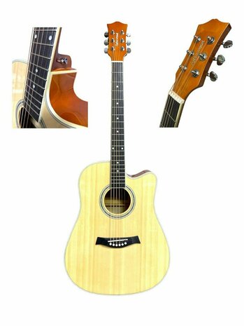 Akoestisch Gitaar - Adia Wood - 6 snaren - Cutaway Guitar 41&quot;