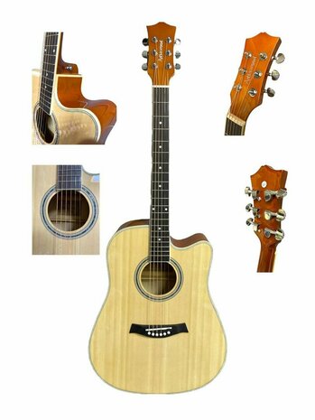 Akoestisch Gitaar - Adia Wood - 6 snaren - Cutaway Guitar 41&quot;