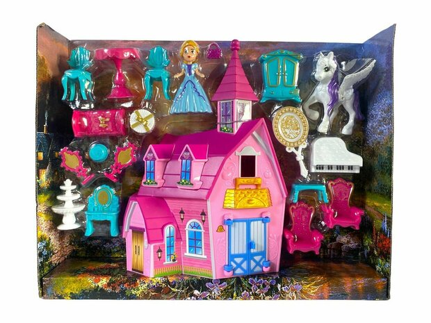 Prinsessenkasteel - Dream Castle - incl 19 accessoires en prinsesje + pony - licht en geluid