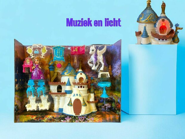 Prinsessenkasteel - Dream Castle - incl 17 accessoires en prinsesje + pony - licht en geluid