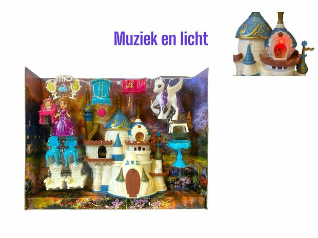 Prinsessenkasteel - Dream Castle - incl 17 accessoires en prinsesje + pony - licht en geluid