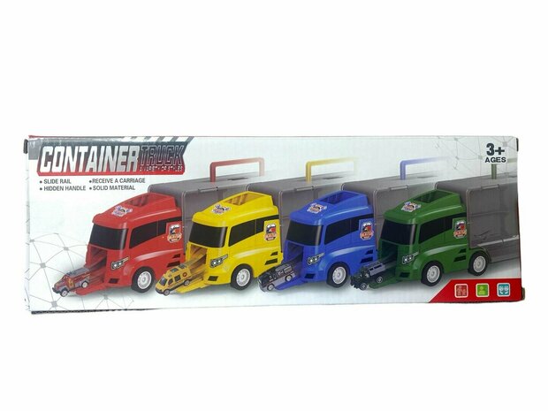 Brandweer vrachtwagen set - transporter - 6-delig set - truck koffer - 36.4 cm