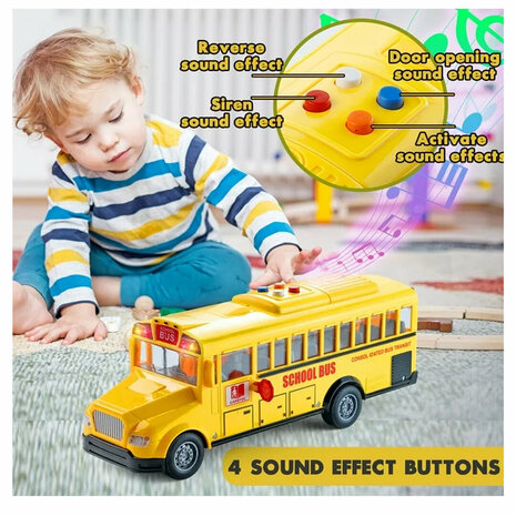 Bus scolaire avec lumi&egrave;re et son - 27,5 cm Jaune - 1:16 - bus jouet