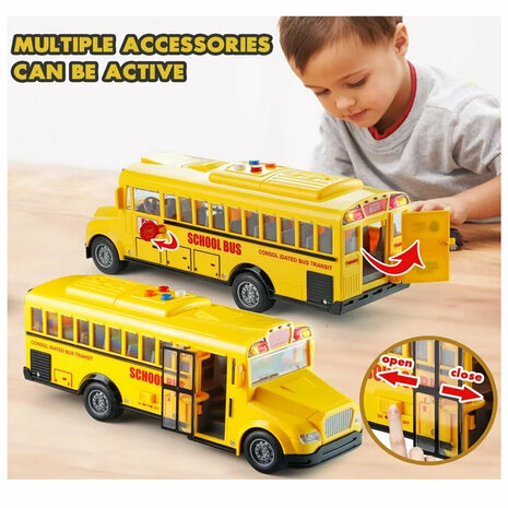 Bus scolaire avec lumi&egrave;re et son - 27,5 cm Jaune - 1:16 - bus jouet