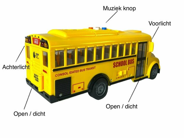 Schoolbus met licht en geluid - 27.5 cm Geel - 1:16 - speelgoed bus