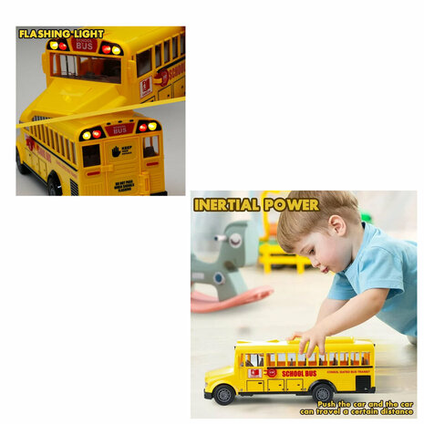 Schoolbus met licht en geluid - 27.5 cm Geel - 1:16 - speelgoed bus