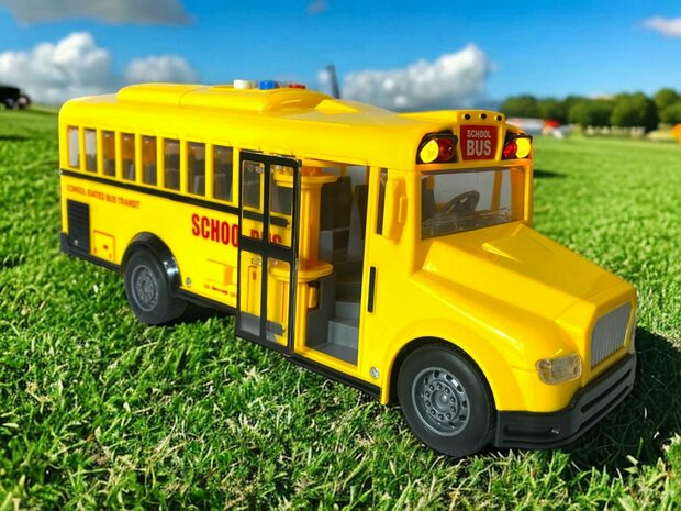 Schoolbus met licht en geluid - 27.5 cm Geel - 1:16 - speelgoed bus