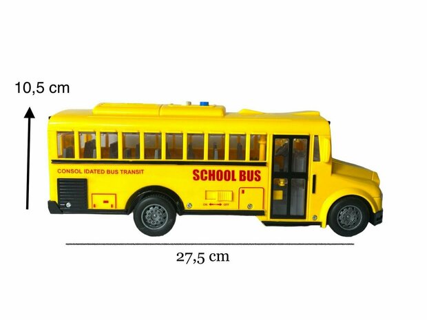 Schoolbus met licht en geluid - 27.5 cm Geel - 1:16 - speelgoed bus