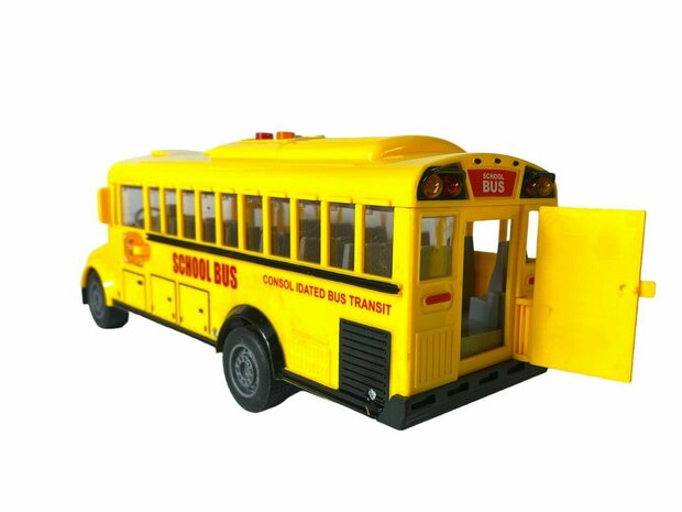 Schoolbus met licht en geluid - 27.5 cm Geel - 1:16 - speelgoed bus