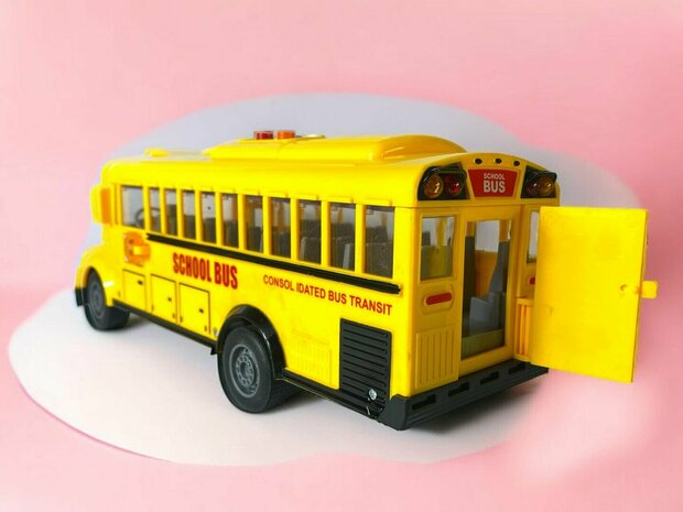 Schoolbus met licht en geluid - 27.5 cm Geel - 1:16 - speelgoed bus