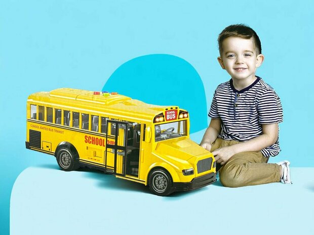 Bus scolaire avec lumi&egrave;re et son - 27,5 cm Jaune - 1:16 - bus jouet