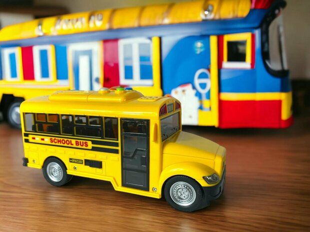 City Schoolbus - met licht en geluid 20 cm geel - speelgoed busje