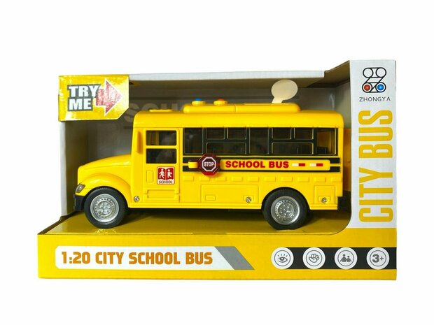 City Schoolbus - met licht en geluid 20 cm geel - speelgoed busje