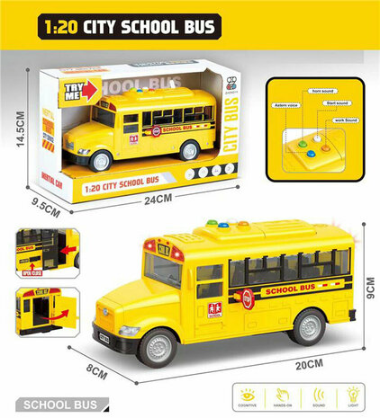 City School Bus - avec lumi&egrave;re et son 20 cm jaune - fourgon jouet