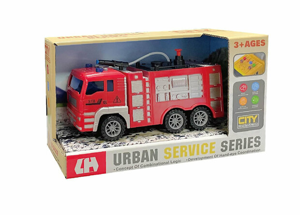 S&eacute;rie de services urbains - Jouets camion de pompier - Friction - son et lumi&egrave;res 21CM