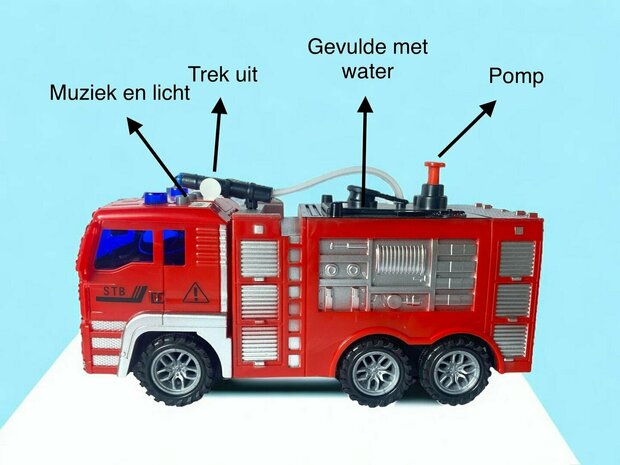 Urban service series - Brandweerwagen speelgoed - Frictie - geluid &amp; lichtjes 21CM