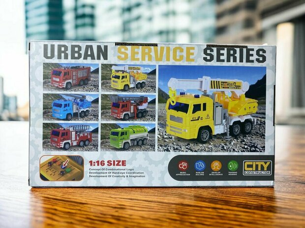 Urban service series - Fire truck toys - Friction - sound &amp; lights 21CM