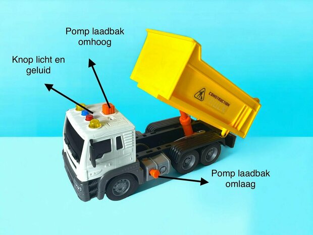 Dump Truck - camion avec plateforme de chargement - avec son et lumi&egrave;re - dumper 24,5CM