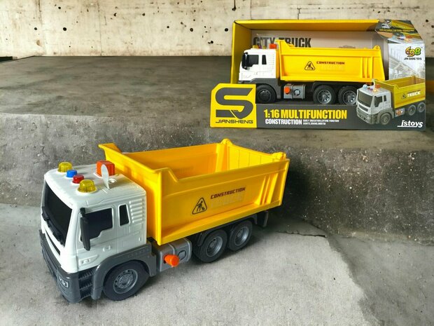 Dump Truck - camion avec plateforme de chargement - avec son et lumi&egrave;re - dumper 24,5CM