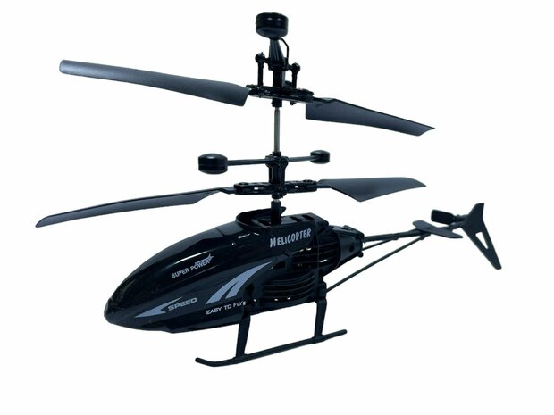 RC helicopter - controllable with hand and remote control Black