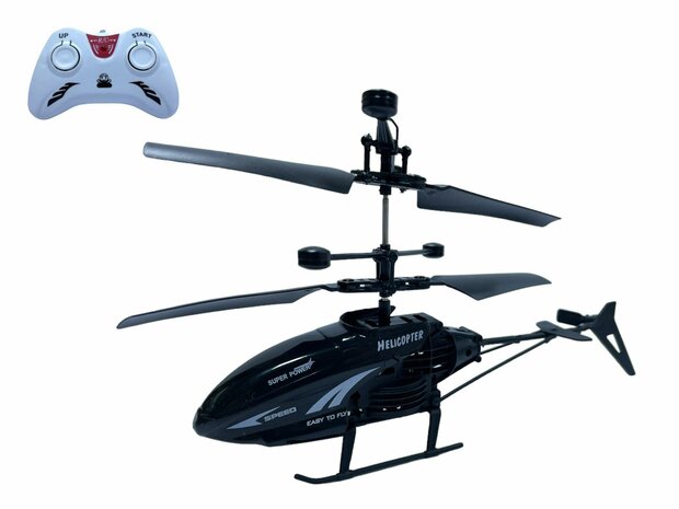 RC helicopter - controllable with hand and remote control Black