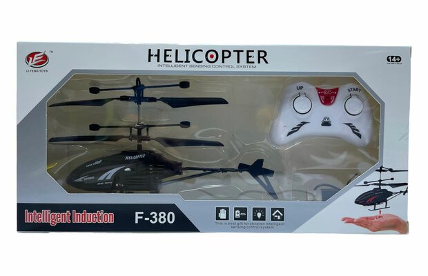 RC helicopter - controllable with hand and remote control Black