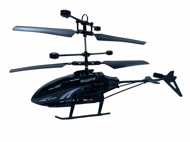 RC helicopter - controllable with hand and remote control Black