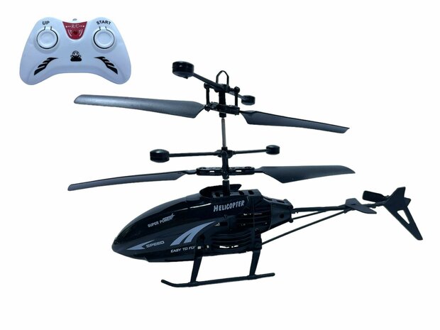 RC helicopter - controllable with hand and remote control Black