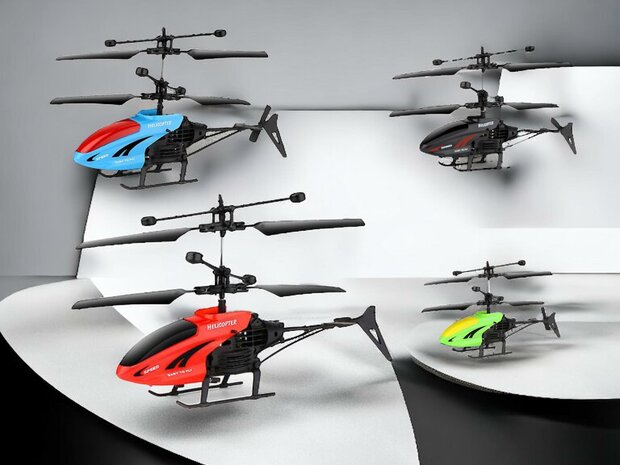 RC helicopter - controllable with hand and remote control Green