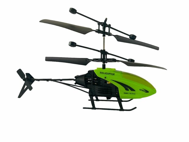 RC helicopter - controllable with hand and remote control Green