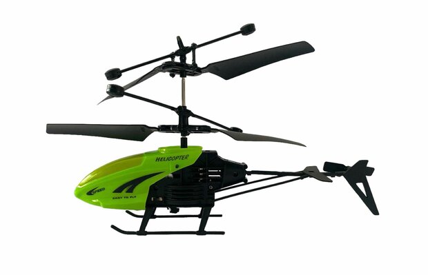 RC helicopter - controllable with hand and remote control Green