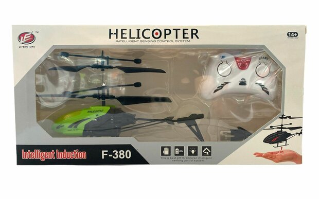 RC helicopter - controllable with hand and remote control Green