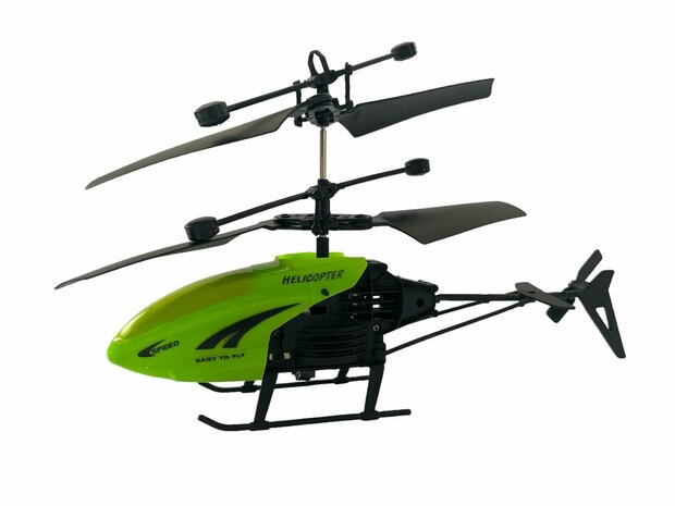 RC helicopter - controllable with hand and remote control Green