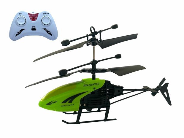 RC helicopter - controllable with hand and remote control Green