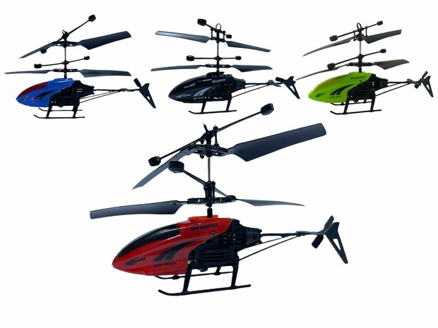 RC helicopter - controllable with hand and remote control Green