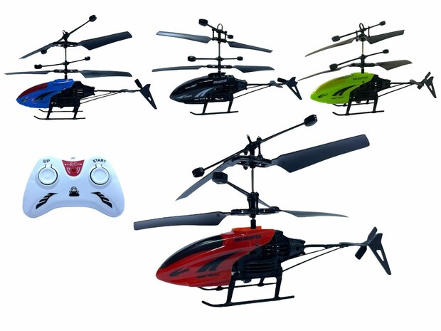 RC helicopter - controllable with hand and remote control Green